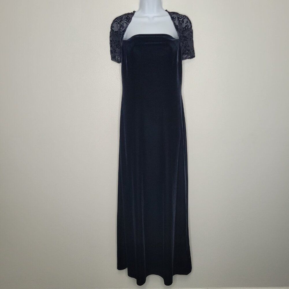 black velvet flower lace goth witchy whimsigoth maxi prom homecoming dress